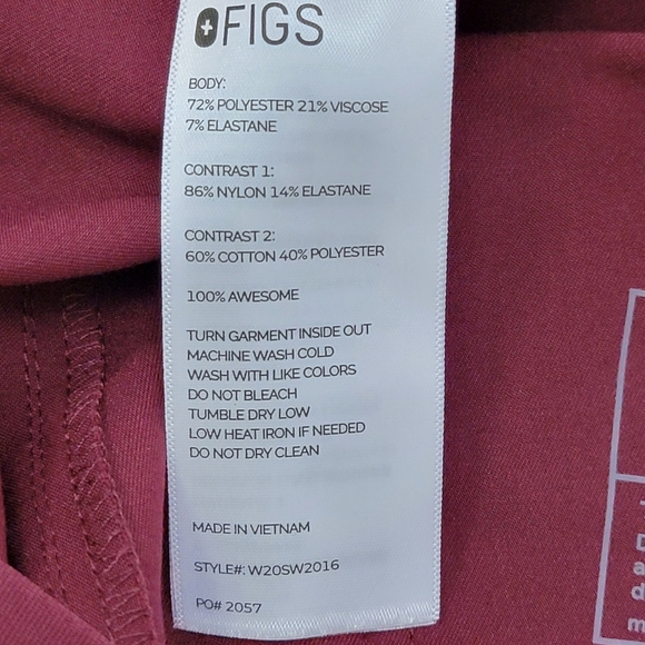 Figs Burgundy Zamora Maternity Jogger Scrub Pants Sz M NEW - Picture 12 of 14